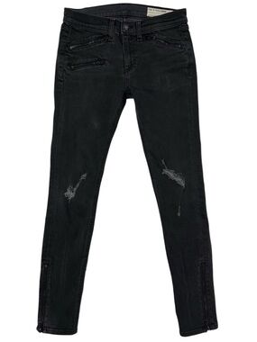 Rag & Bone Jean Blackthorne Distressed Skinny Jeans Ankle Zip Size 27